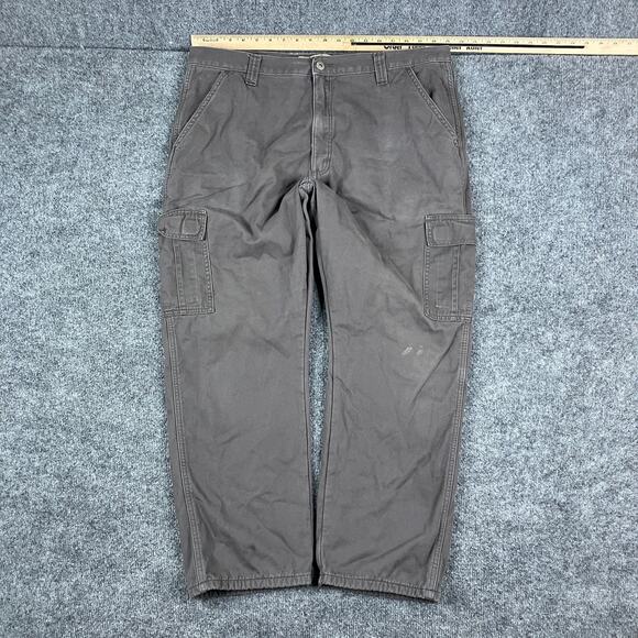 wrangler Cargo Pants Mens 38x30 Gray 100% Cotton Relaxed Fit Utility Workwear - Picture 1 of 12